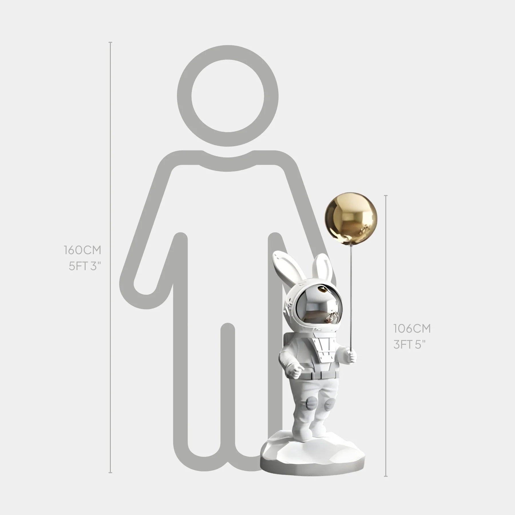 Medium White Astronaut Floppy Bunny Balloon Sculpture - 106cm - EveryEssential