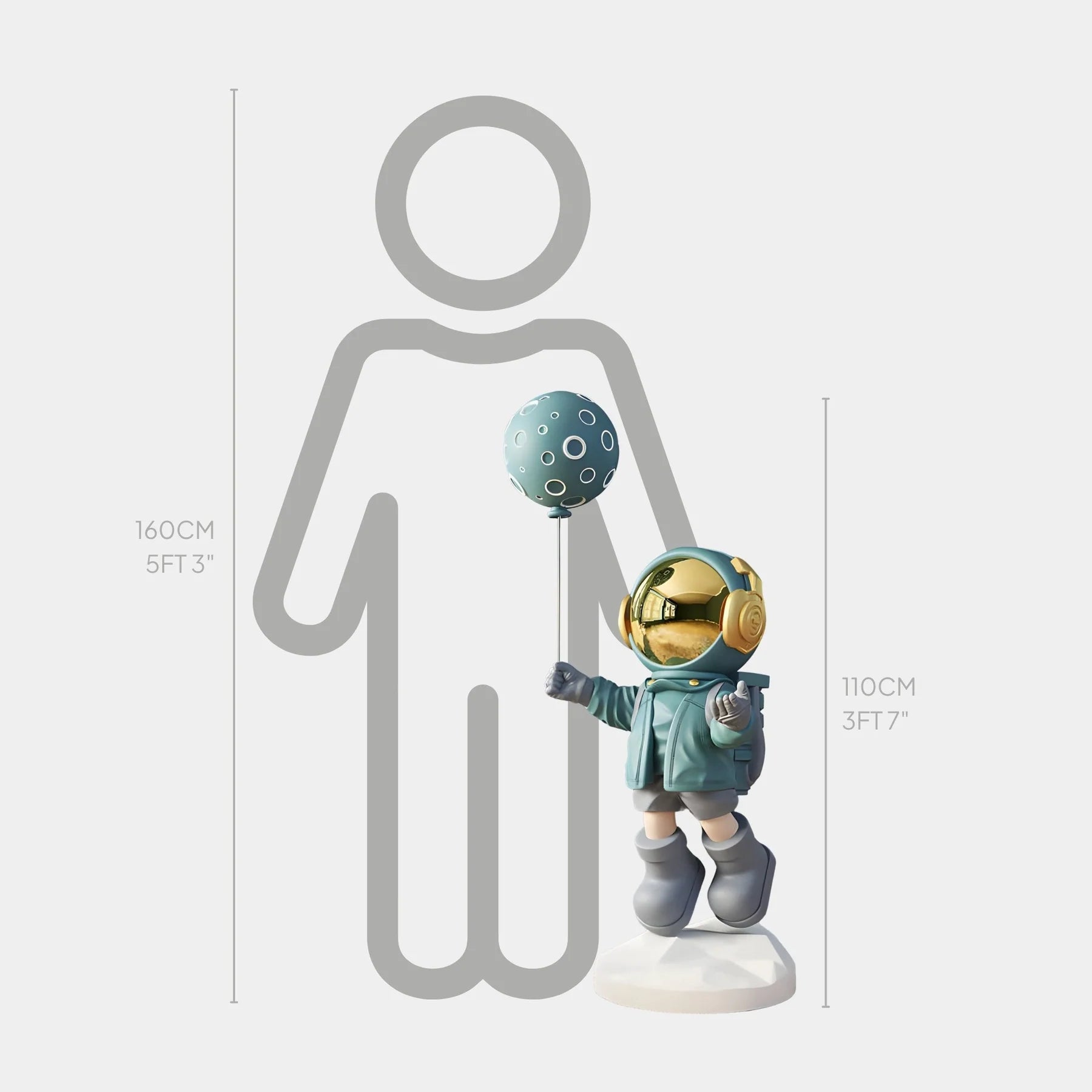 Medium Galactic Blue Astronaut Moon Balloon Sculpture - 110cm - EveryEssential
