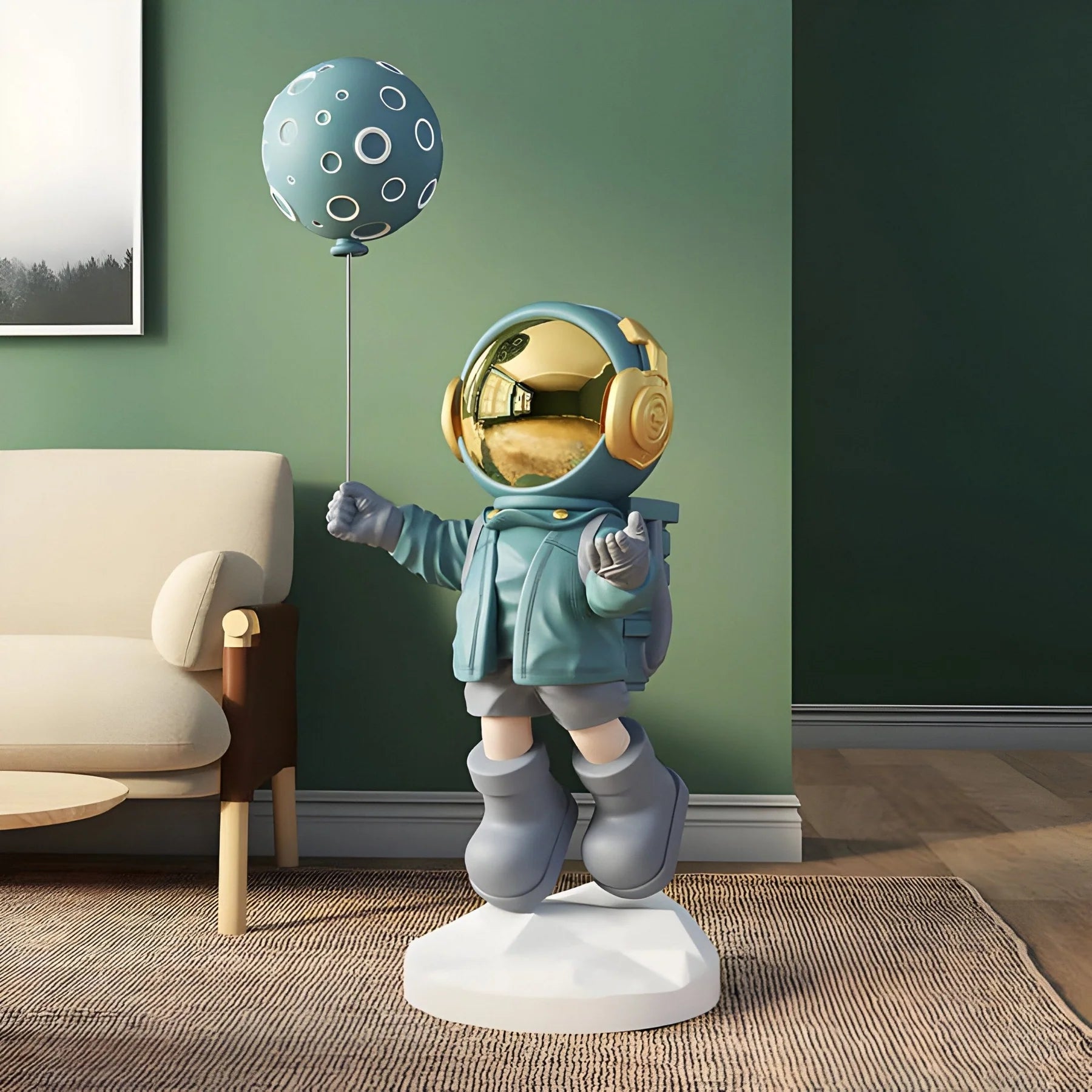 Medium Galactic Blue Astronaut Moon Balloon Sculpture - 110cm - EveryEssential