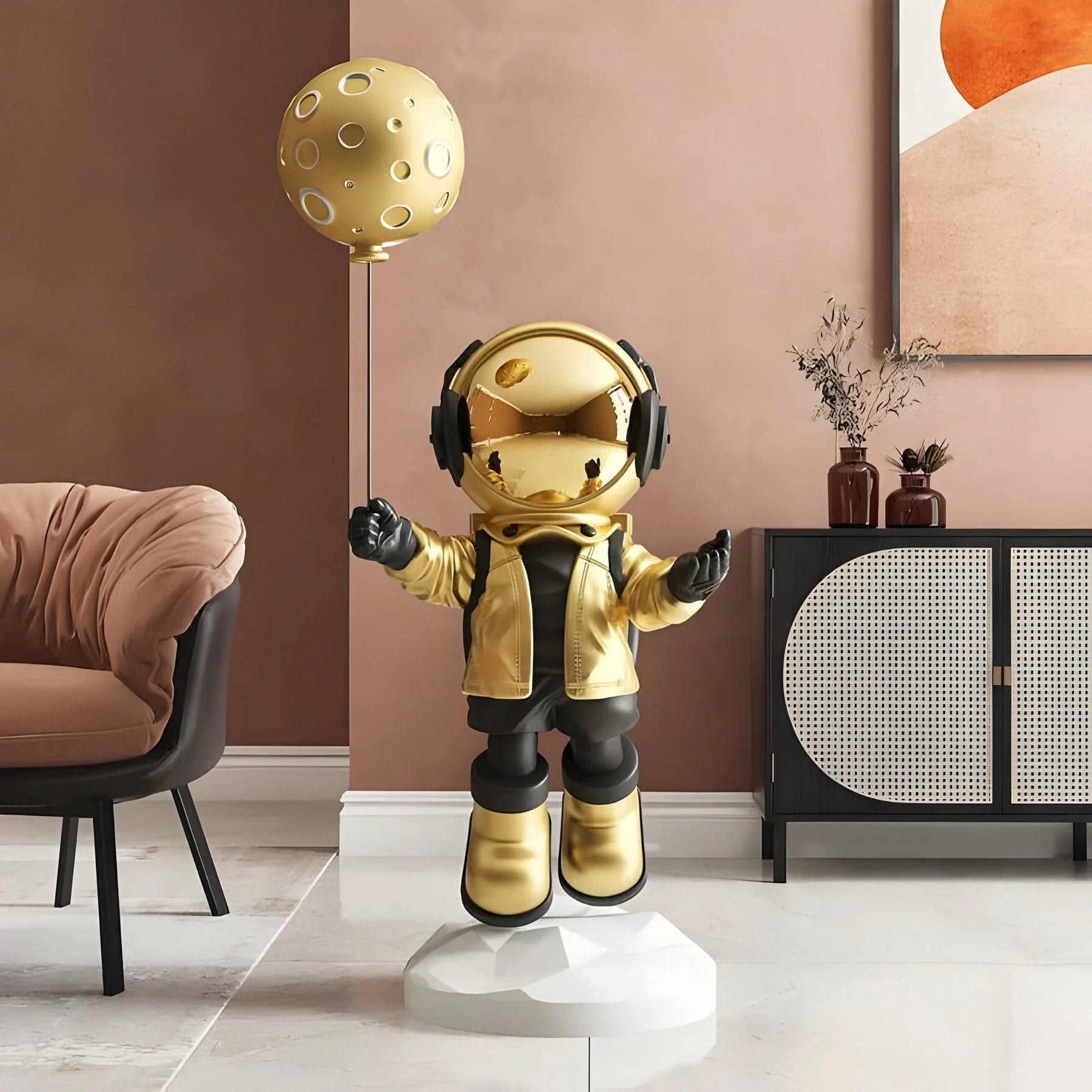Medium Celestial Gold Astronaut Moon Balloon Sculpture - 110cm - EveryEssential