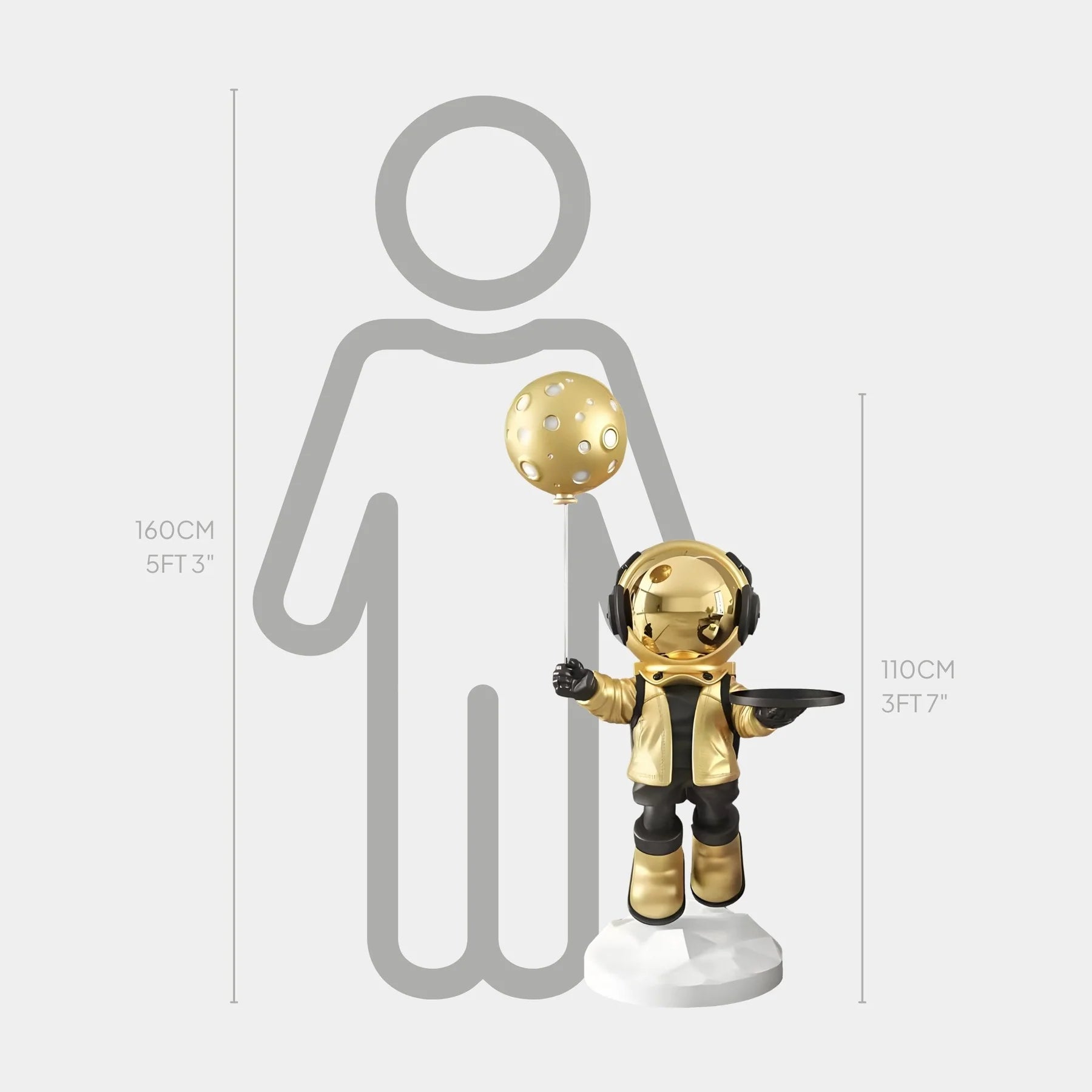 Medium Celestial Gold Astronaut Butler Balloon Sculpture - 110cm - EveryEssential