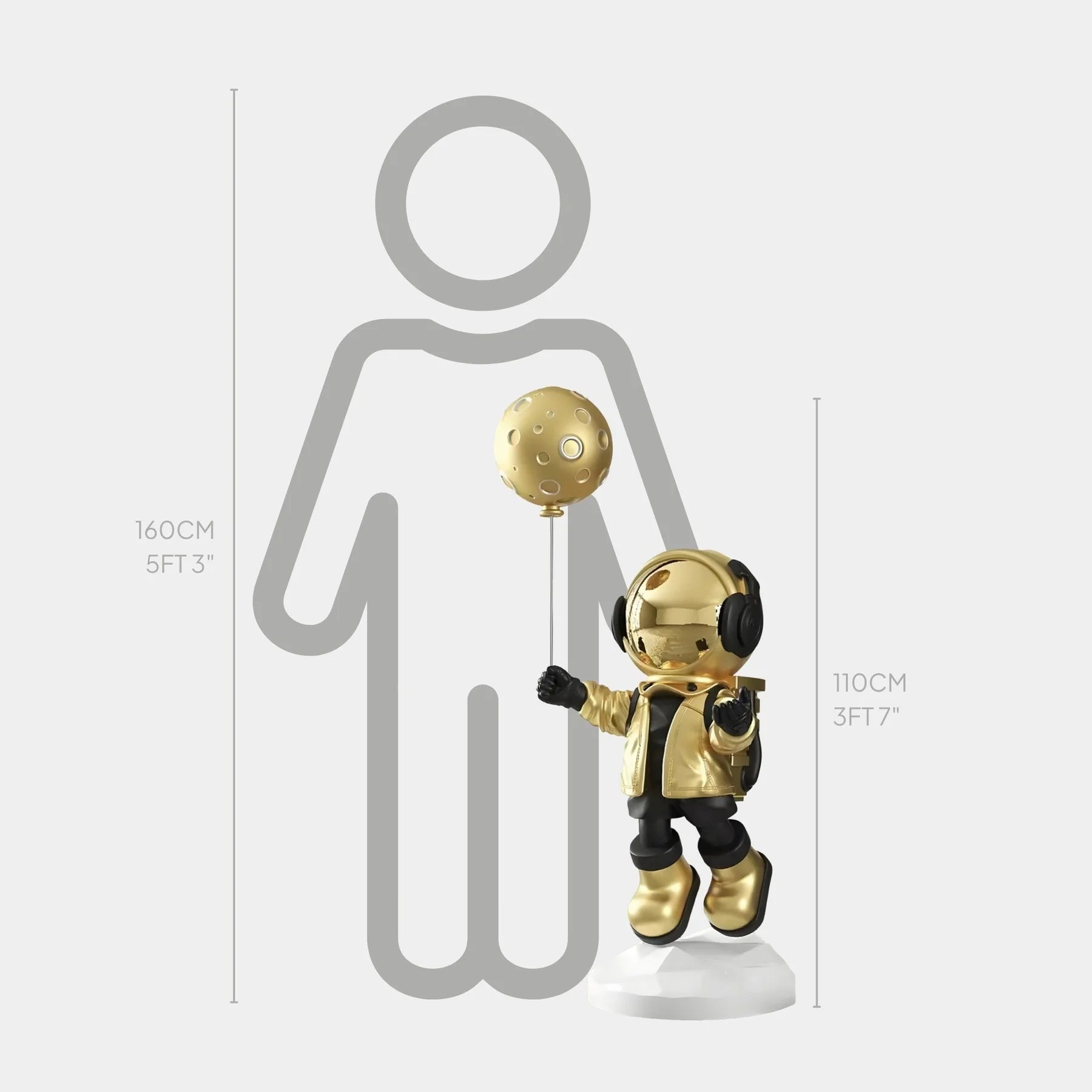 Medium Celestial Gold Astronaut Moon Balloon Sculpture - 110cm - EveryEssential