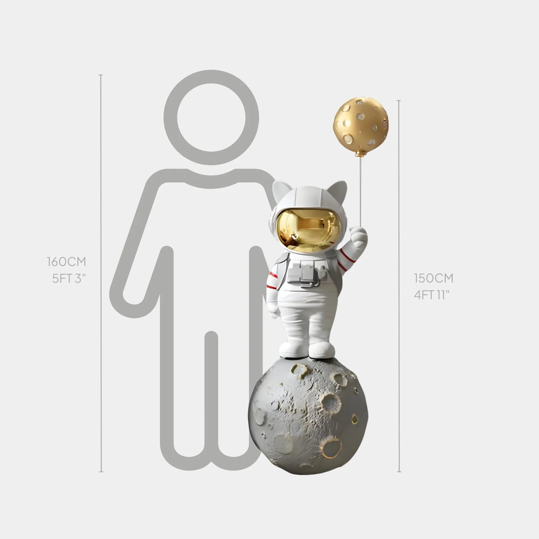 Large Nova White Astronaut Kitty Moon Balloon Sculpture - 150cm - EveryEssential