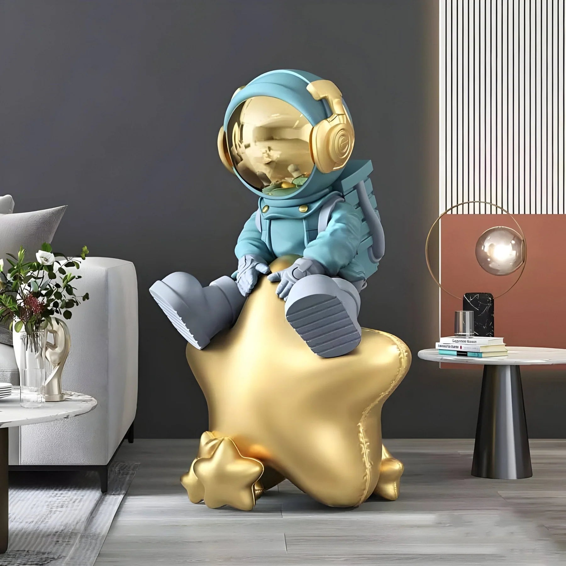 Small Nova White Astronaut Angel Rocket Sculpture - 75cm